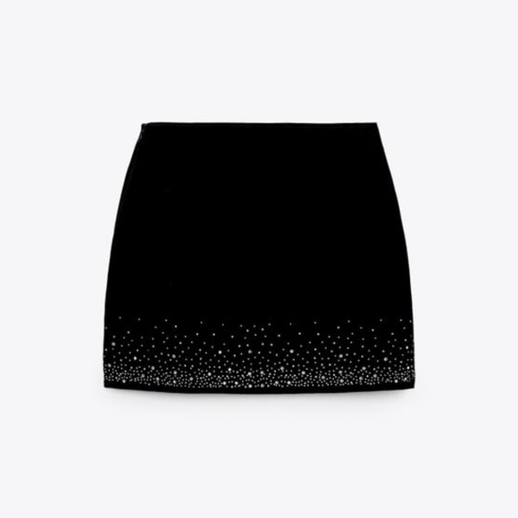 Zara RHINESTONE VELVET MINI SKIRT - Picture 4 of 16